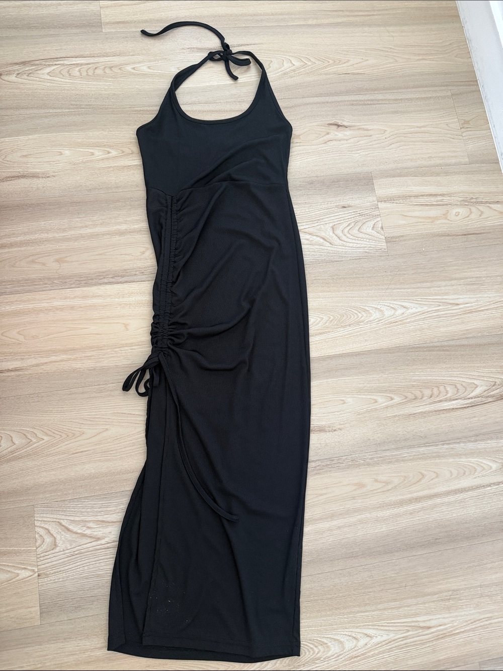 Cider Black Ribbed Top with Logo Tag